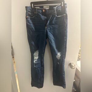 Universal Thread Dark Blue Distressed Straight Jeans